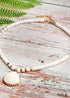 Boho Necklace, Natural Shell Cowrie in White